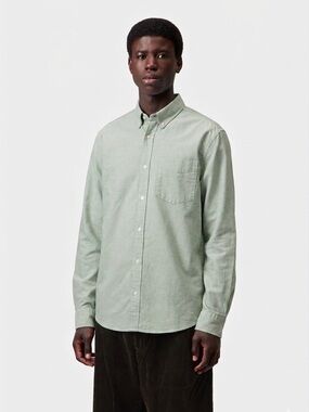 153 CARHARTT WIP Men's Cotton Regular Fit LS Button Down Pocket Shirt, Green, XL